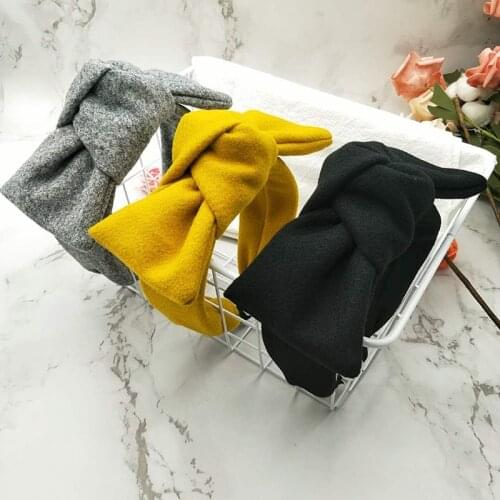 Thick Woolen Cloth Big Bow Headbands For Women Hairbands Scrunchies Hair Accessories Hair Bows Crown Hair Band Headband
