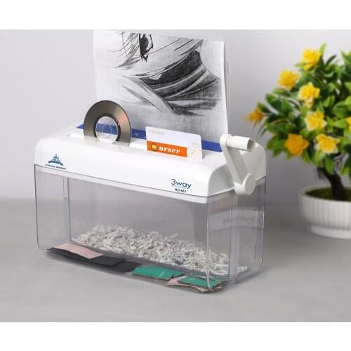 A4 Mini Portable Hand Paper Shredder 3-in-1 Household Manual Shredder Document File CD Credit Card Cutting Machine Tool for Home