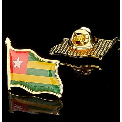 The Republic of Togo Africa Country Epoxy National Flag Gold Plated Lapel Pin Badge Brooch