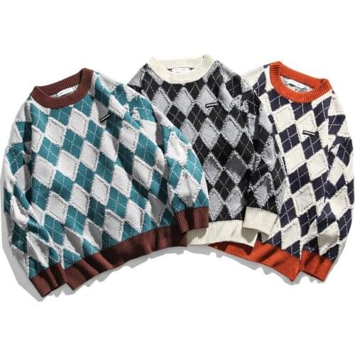 Check all-in-one foreign style mens autumn winter sweater 2020 new British couple trend knitwear womens wear