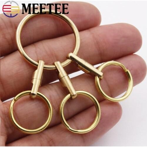 Meetee 1set Pure Copper Key Ring Pendant Buckles Brass Keychain Belt O Rings Hang Hook DIY Leathercraft Hardware Accessory BF433