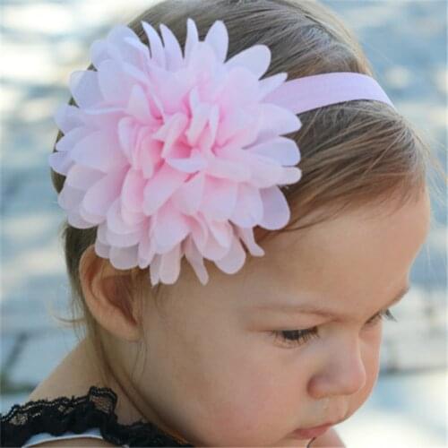 Kids Girls Photography Props Newborn Drop Shipping Infant Stretchy Handmade Chiffon Adjustable Hendband Cloth Flowers 15Colors