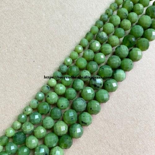 2lots more 10% off ! Semi-precious Stone Diamond Cuts Faceted AA Quality Canada Jade 7" Round Loose Beads 6 8 10 mm