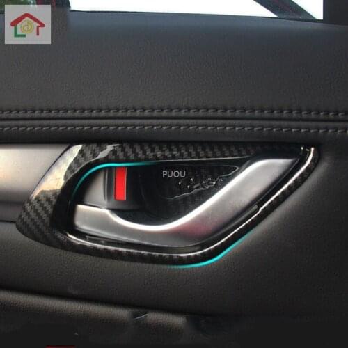 Carbon fiber Car Styling Inner Door Handle Bowl Cover Trim Protector Sticker For Mazda CX-5 CX5 CX 5 2017 2018 2019 Accessories