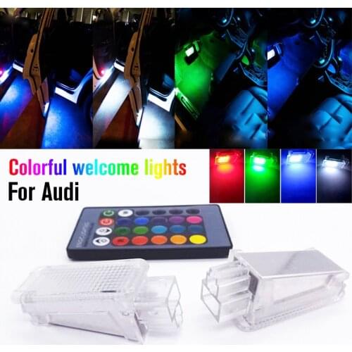 2Pcs RGB LED Courtesy Door Trunk Footwell Glove Box Light Lamp For Audi A1 A2 A3 A4 A5 A6 A7 A8 Q3 Q5 Q7 TT VW Skoda