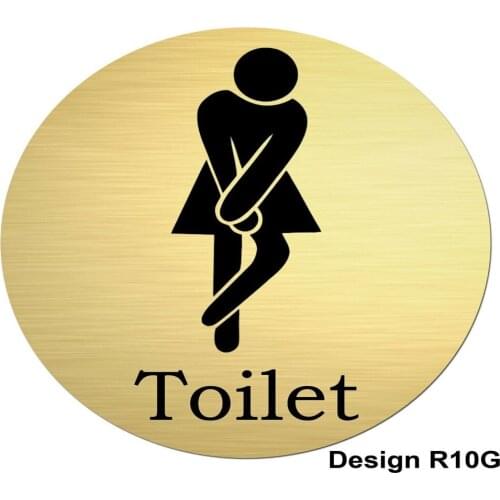 110mm Toilet FUN Round Brushed Gold Aluminium Door Plaque/sign/plate