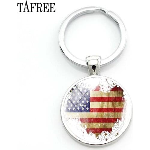 TAFREE American Flag Keychain USA Map and National flag Pendant Keyring Independence Day souvenir jewelry FG123
