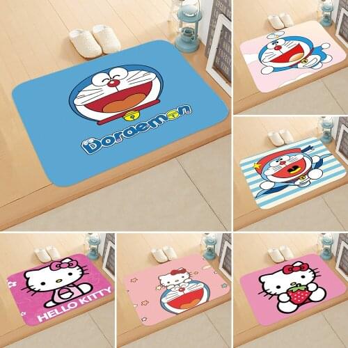 Tinker Bell Jingle Cats Cartoon Printed Mat Children Doraemon Flannel Room Pad wo shi dian funny door mats