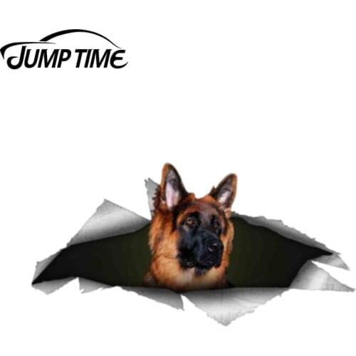 Jump Time 13cm x 5.9cm Schaefer Dog Pet Decal for car van laptop 3D Pet Graphic Vinyl Decal Car Window Bumper Car Stickers