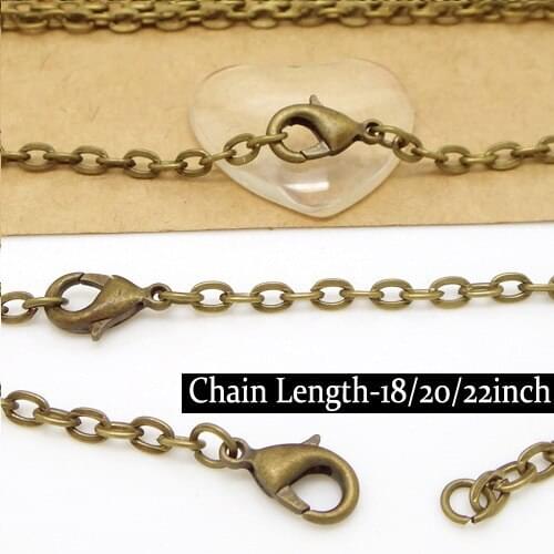 Three lengths-45/50/55mm!50pcs Antique Bronze Iron Metal 2*3mm "O" Hoop Chains 12mm long Lobster Clasp for DIY Jewelry