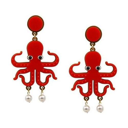 Funny Pearl Lobster Octopus Acrylic Stud Earrings Exaggerated Geometric Night Club Earrings Womens Fashion Personality Jewelry