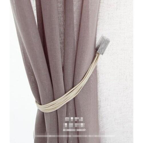 1 pair Modern simple curtain bandage Leather magnet buckle Suede solid tulle tieback cord strap tied rope tie tape back M640