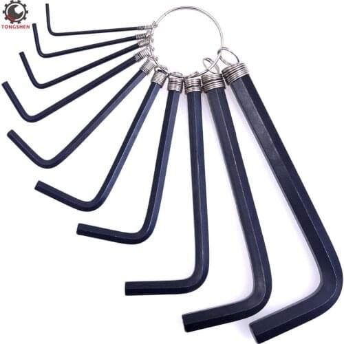 10Pcs Wrenches Allen Wrench Hex Key Set SAE Sizes 1/16-3/8 with Black Finish Inch Combination Hex Key Allen Wrench Hand Tools