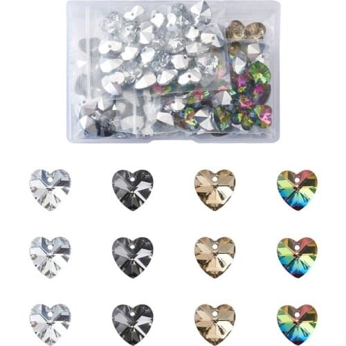 100pcs/box Colorful Electroplated Faceted Star Butterfly Snowflake Love Heart Charms Silver Plated Bottom DIY Jewelry Making