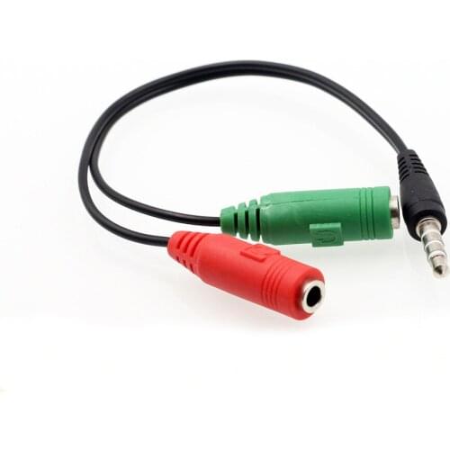 100pcs/lot 3.5mm Jack 1 Male to 2 Female Headphone Stereo Earphone Audio Splitter to Micrphone Adapter Cable For Phone 6 5S 4S