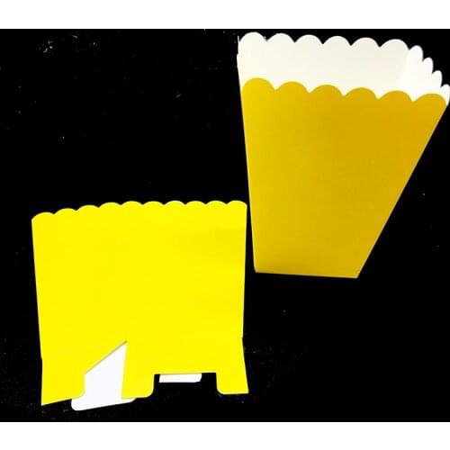 12pcs/lot yellow popcorn boxes yellow color theme birthday party decorations baby shower pure color theme gift boxes