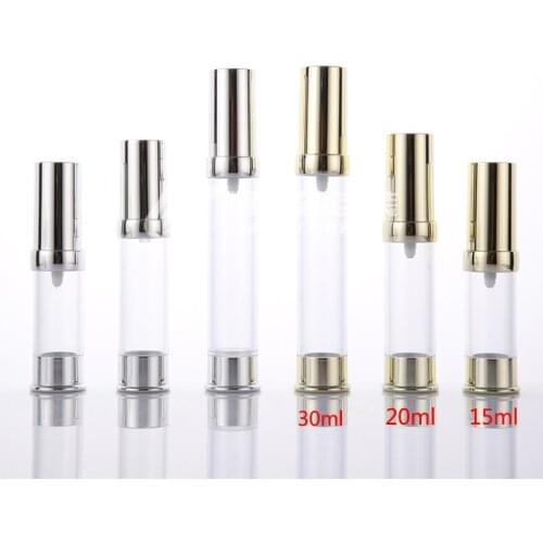 15ml 20ml 30ml Portable Airless Pump Refillable Bottles Plastic Fine Long Bottle Empty Travel Emulsion Container 10pcs/lot