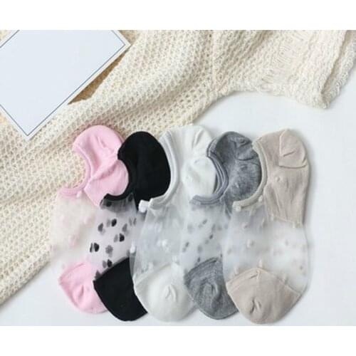 2 Pairs of New Ladies Glass Silk Crystal Boat Socks Cotton Comfortable Spring and Summer Wear Low Ankle Invisible Elastic Socks