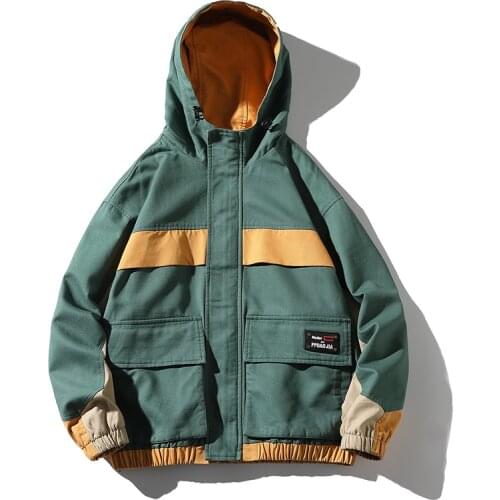 2020 Autumn Patchwork Streetwear Jackets Men Big Size 5XL Hooded Casual Loose Print Windbreaker Jacket Male Hip Hop Coat Y3066