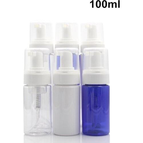 30 X Blue/White/Clear Plastic Foamer Bottle Pump Mini Travel Size Soap Dispenser,100ml/3.4oz