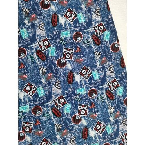 50cm X 105cm Skull Cotton Poplin Jean Looking Effect Thin Fabric Summer Dress Shirt Clothing Fabric Patchwork Tissue Textile