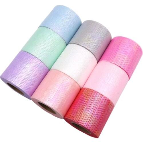 6 Cm 25Yards/roll Colorful Gradient Glitter Tulle Roll Sequin Fabric DIY Craft Gift Tutu Skirt Home Wedding Decoration