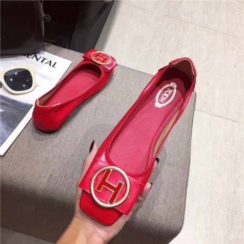 Chaussures plates Comfortable soft bottom Ballet Flat Shoes with WomenS Slip-On Metal Decoration Boat Shoes Women Flats Zapatos