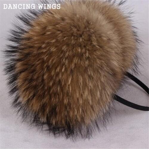 Oversized Real Big Raccoon Fur Earmuffs Lovely Personality Plush Fur Ear Cover Warm Girls Earflap Winter