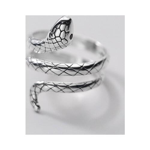 MIQIAO Snake Adjustable Silver Rings On Fingers For Women 925 Sterling Punk Female Retro Thai Silver Vintage Fashion Animal New