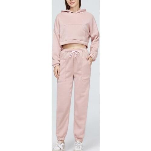 Two Piece Set Casual Fleece Tracksuit Women Suit Autumn Hooded Long Sleeve Hoodie Womens Sets And Solid Sport Pants Lady Suit