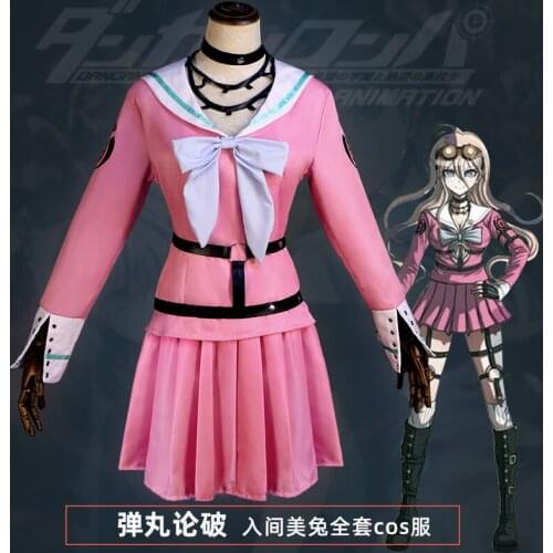 New Anime Miu Iruma Cosplay Costume Danganronpa V3 Cosplay School Uniform And Wig Anime Cosplay Halloween Costume For Women Girl