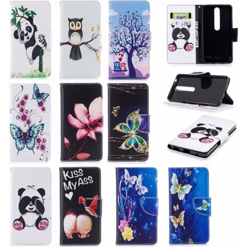 For Nokia 6 2018 Case Leather For coque Nokia 6.1 2018 Case mobile phone Protection Cover Flip wallet Cartoon Painted Phone Case