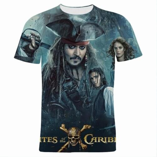 Pirates Of The Caribbean Men T-shirt Disney Movie 3D Print Summer Children T Shirt Short Sleeve Oversized Women Tee Tops