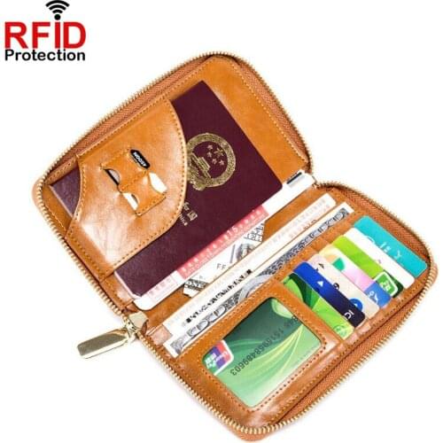 Oil Wax Genuine Leather Women & Men Passport Holder Coins Bag High Quality Wallet Sim Card Holder Women Purse