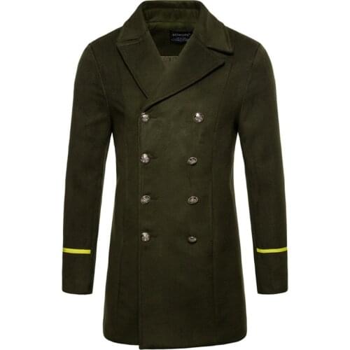 2019 New Men Turn-down Collar Long Style Windbreaker Coats Autumn Winter Mens Slim Woolen Coat Fashion England Style