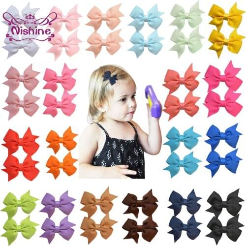 Nishine Newborn Infant Ribbing Bowknot Hairclip Baby Girls Handmade Bows Hairpins DIY Accessories Kids Headwear Photo Props