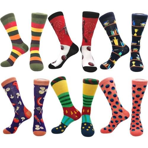 2021 autumn and winter new products mens cotton socks personality funny cartoon geometric breathable sports socks mens