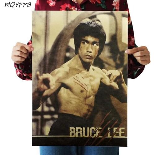 Celebrity Bruce Lee Kraft Paper Poster Family Decoration Wall Sticker Gift 50.5x35cm
