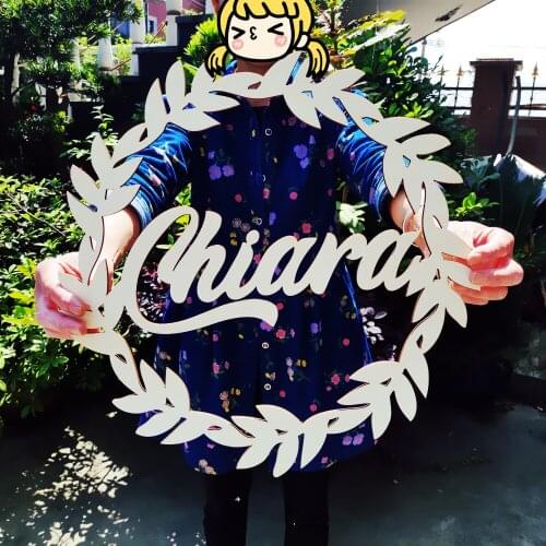 Custom Floral Circle Name Sign Name Wood Sign Nursery Name Signs Kids Room Wall Decoration Baby Shower Party Gift Phote Prop