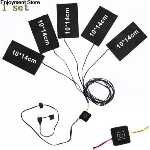 Portable 5V Thermal Clothes Warmer Fibre Carbon Switch Cloth Vest gloves shoes Heating Pad 1 to 5 USB Electric Heating Pads
