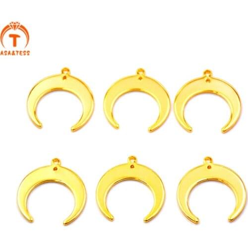ASA&TESS 10pcs Gold Moon Charms 19x18mm Gold plated Brass finding Moon Connector Pendants