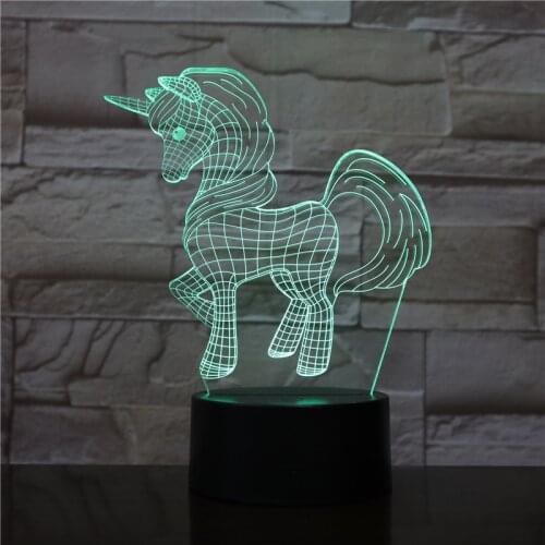 Lovely Horse 3D LED Lamp Acrylic Light 7 Color Change USB Touch Switch Indoor Atmosphere Lamp Friends child' Toys decor -3243