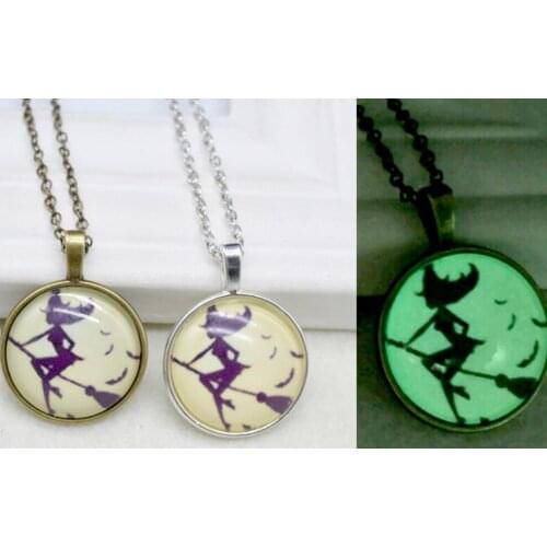 Glowing Witch Necklace Pendants Charms Choker Collar Statement Necklaces Hallowmas For Women Jewelry Gifts Accessories HOT W187