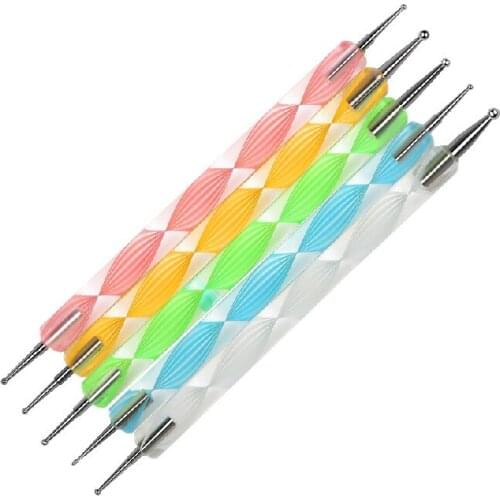 Nail Dotting Pen,5pcs/set 2way Marblezing Manicure Nail Care Supplies,Nail Art Rhinestone Dotting Tools