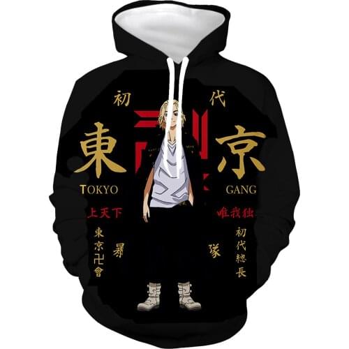 Anime Tokyo Revengers Hoodies Anime Manjiro Sano Graphic Hoodie for Men/Women Sportswear Cosplay boys kids Clothes black Tops