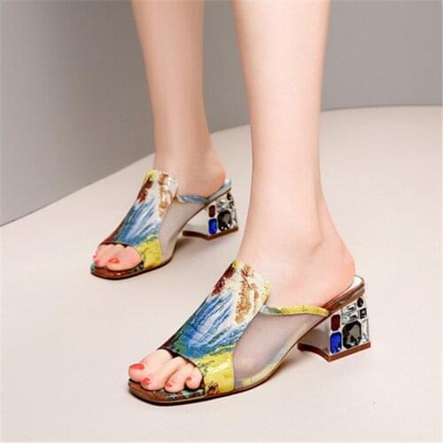 34-42 Patent Leather Slippers Female Top Quality Summer Shoes Heel 2019 New Women Slippers