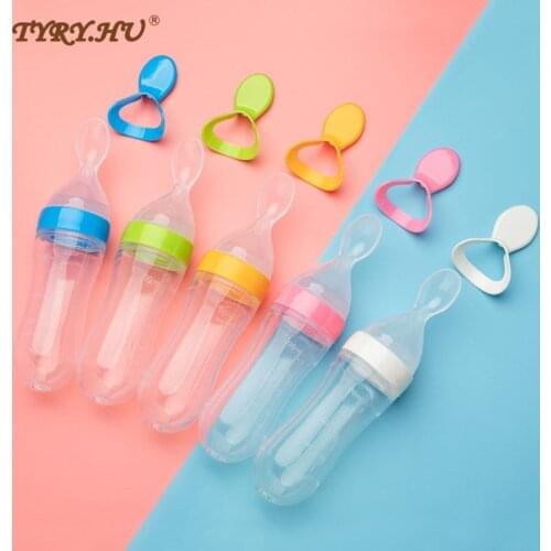 TYRY.HU Baby Squeeze Rice Paste Milk Feeding bottle Soft Silicone Feeding Spoon Food Rice Cereal Bottle Cereal Supplement Cup
