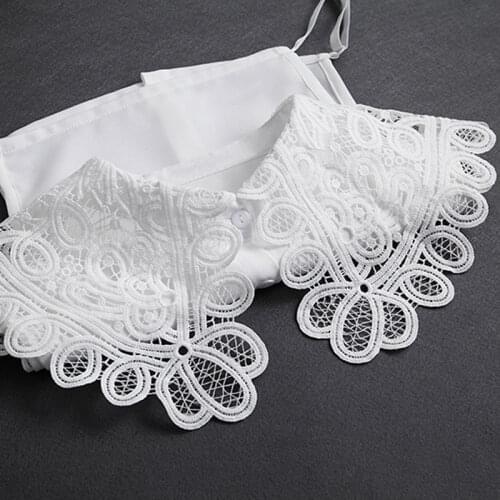 Women White Detachable Collar Lace Big Lapel Women Fake Collar Shirt Black False Collars WomanRemovable Faux Col Half Shirt