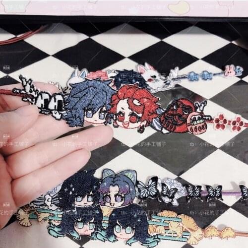 Anime Bracelet Wristband Gift Demon Slayer Kimetsu no Yaiba Sabito Kochou Shinobu Cosplay Figure Embroidery Bracelet Accessories