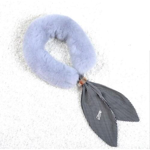 Fur neckerchief women winter scarf of natural rex rabbit fur 2018 new female neck warmer scarfs for ladies gray pink black S141